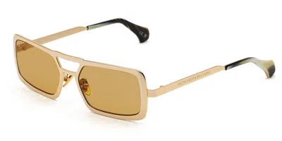 Retrosuperfuture Stereo Plasma 9tq Men's Sunglasses Gold Size 56