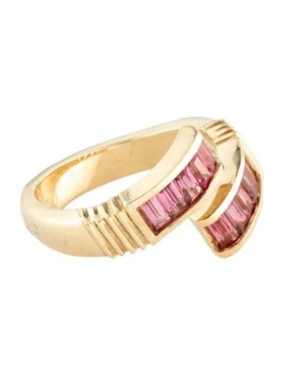 Pre-owned Retrouvai 14k 1.20ctw Spinel Buckle Ring In Multicolor