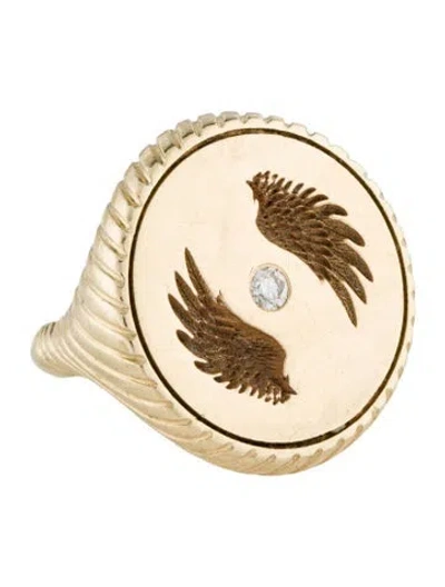 Pre-owned Retrouvai 14k Diamond Alchemy Bravery Signet Ring In Multi