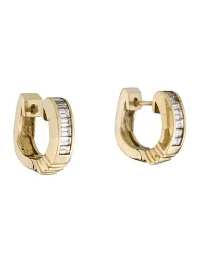 Pre-owned Retrouvai 14k Diamond Classic Baguette Buckle Huggies In Multi