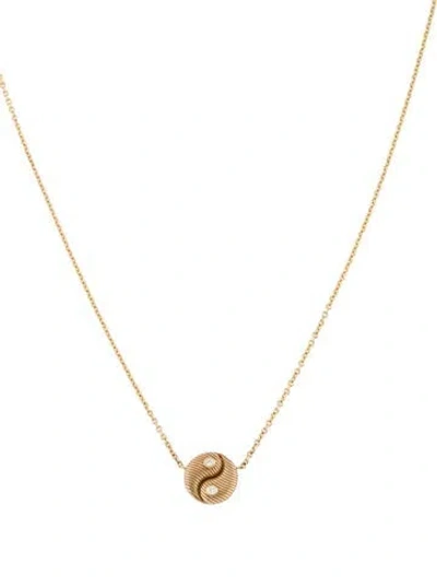 Pre-owned Retrouvai 14k Diamond Mini All Gold Yin & Yang Pendant Necklace, 17" In Multi