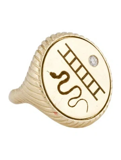 Pre-owned Retrouvai 14k Diamond Vitality Signet Ring In Multi