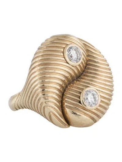 Pre-owned Retrouvai 14k Diamond Yin Yang Cocktail Ring In Multicolor