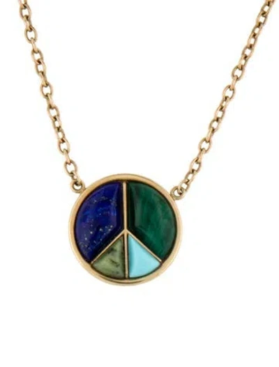 Pre-owned Retrouvai 14k Multi-stone Peace Sign Pendant Necklace, 18" In Multicolor