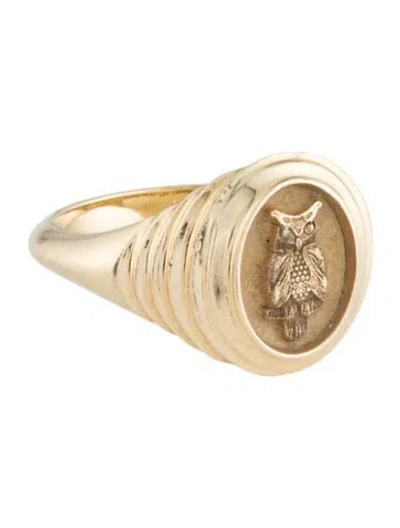 Pre-owned Retrouvai 14k Tiered Owl Fantasy Signet Ring In Multi