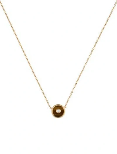 Pre-owned Retrouvai 14k Tiger Eye Quartz & Diamond Mini Compass Pendant Necklace, 16.25" In Multi