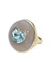 Retrouvai 14k Yellow Gold Lollipop Chalcedony And Aquamarine Ring In Gray