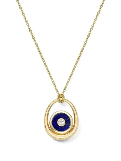 Retrouvai Compass Lapis And Diamond Necklace In White