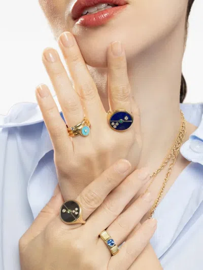 Retrouvai Compass Multi-stone Ring In Gold