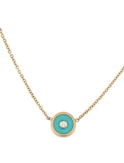Pre-owned Retrouvai Diamond & Turquoise Mini Compass Pendant Necklace, 16" In Multicolor
