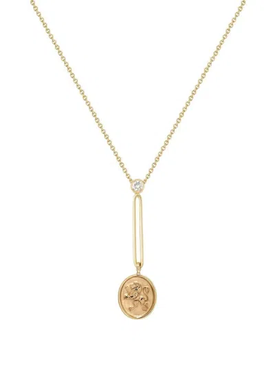 Retrouvai Fantasy Motif Lion Diamond Pendant Necklace In Gold