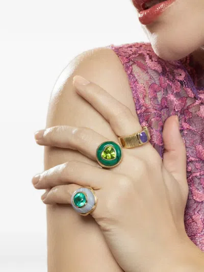 Retrouvai Malachite And Peridot Ring In Multi