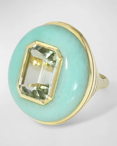 Retrouvai One-of-a-kind Tourmaline & Chrysoprase Lollipop Ring In Gold