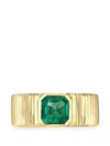 Retrouvai Pleated-effect Emerald Solitaire Ring In Pattern