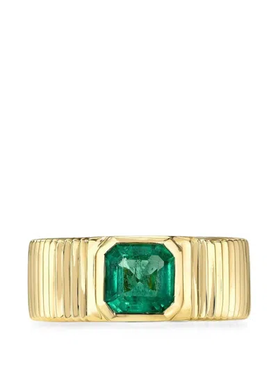 Retrouvai Pleated-effect Emerald Solitaire Ring In Pattern