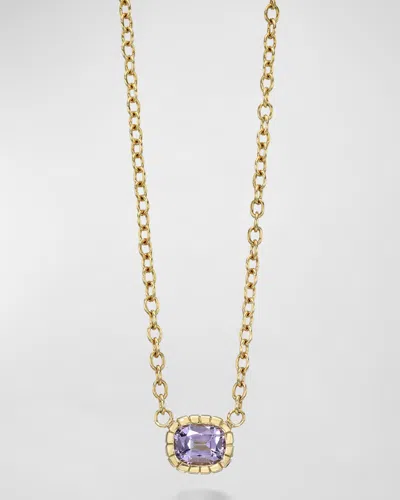 Retrouvai Sapphire Heirloom Bezel Pendant Necklace In Gold