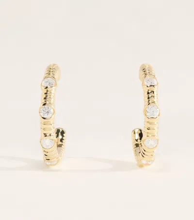 Retrouvai Retrouvaí Yellow Gold And Diamond Modern Love Hoop Earrings