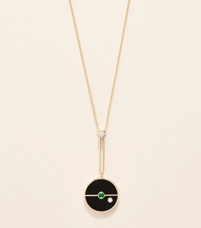 Retrouvai Retrouvaí Yellow Gold, Diamond And Onyx Compass Pendant Necklace