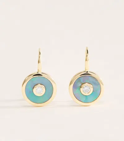Retrouvai Retrouvaí Yellow Gold, Diamond And Opal Compass Earrings