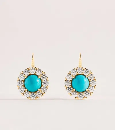 Retrouvai Retrouvaí Yellow Gold, Diamond And Turquoise Earrings