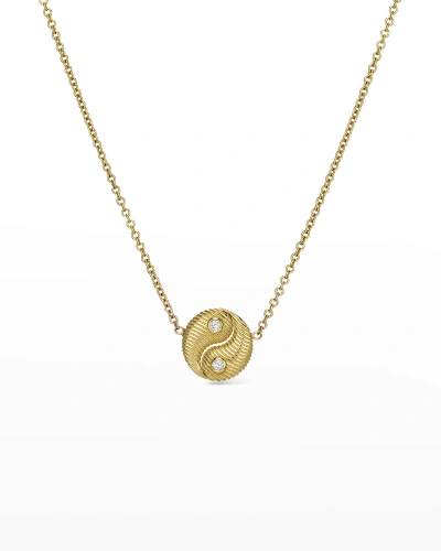 Retrouvai Yellow Gold Mini Yin Yang Pendant Necklace