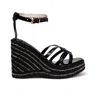Rettrose Women's Alani Black Hand Embellished Luxury Wedge Shoe In Black