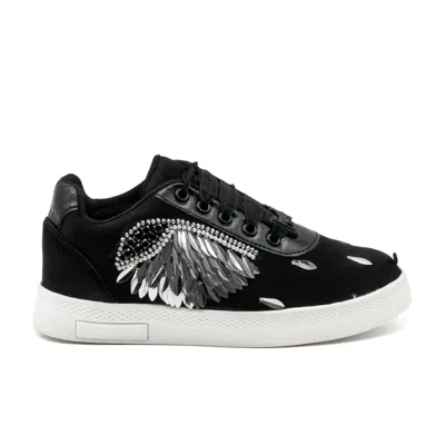 Rettrose Women's Alina Luxury Black Satin Handmade Embellished Tennis Shoe