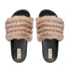 Rettrose Women's Black / Brown The Anita Mink Luxury Plush Diamanté Embellished Handmade Sliders In Black/brown