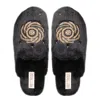 Rettrose Women's Black Morgan Noir Luxury Plush Diamanté Embellished Handmade Slipper