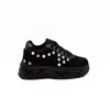Rettrose Women's Black The Adeline Luxury Noir Lycra Handmade Embellished Trainers In Black
