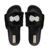 Rettrose Women's Black The Ava Noir Luxury Plush Diamanté Embellished Handmade Slider In Black