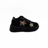 Rettrose Women's Black The Melody Luxury Noir Satin Handmade Embellished Trainers In Black
