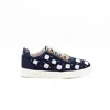 Rettrose Women's Blue The Isabelle Luxury Navy Satin Handmade Embellished Tennis Shoe In Blue