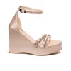 Rettrose Women's Gold Leilani Buttermilk Hand Embellished Luxury Wedge Shoe In Gold