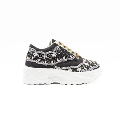 Rettrose Women's Grey The Ava Luxury Slate Suede Handmade Embellished Trainers