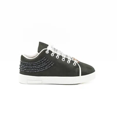 Rettrose Women's Grey The Peyton Luxury Slate Suede Handmade Embellished Tennis Shoe