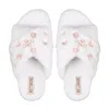 Rettrose Women's Kinsley White Luxury Plush Diamanté Embellished Handmade Slipper In White