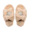 Rettrose Women's Neutrals The Audrey Mink Luxury Plush Diamanté Heart Embellished Handmade Slipper