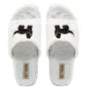 Rettrose Women's Neutrals The Callie Cream Luxury Plush Diamanté Embellished Handmade Slipper In White
