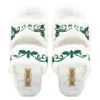 Rettrose Women's Neutrals The Elkie Cream Luxury Plush Diamanté Embellished Handmade Slipper In White