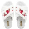 Rettrose Women's Neutrals The Kaylee Cream Luxury Plush Diamanté Embellished Handmade Slipper In White
