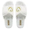 Rettrose Women's Neutrals The Margot Cream Luxury Plush Diamanté Embellished Handmade Slipper In White