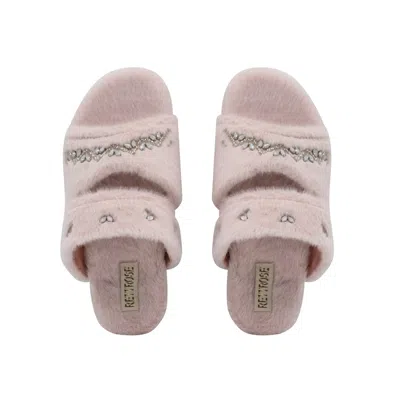 Rettrose Women's Pink / Purple Abbie Dusky Pink Luxury Plush Diamanté Embellished Handmade Slipper