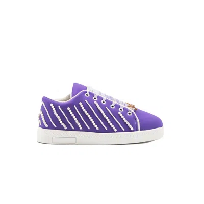 Rettrose Women's Pink / Purple The Emily Luxury Purple Lycra Handmade Embellished Trainers In Pink/purple