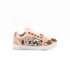 Rettrose Women's Pink / Purple The Freya Luxury Nude Satin Handmade Embellished Tennis Shoe In Pink/purple