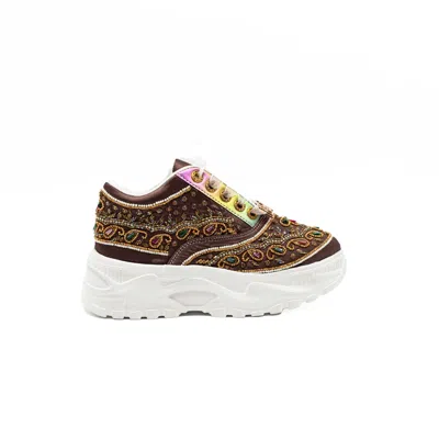 Rettrose Women's Pink / Purple The Isabella Luxury Mauve Satin Handmade Embellished Trainers In Pink/purple