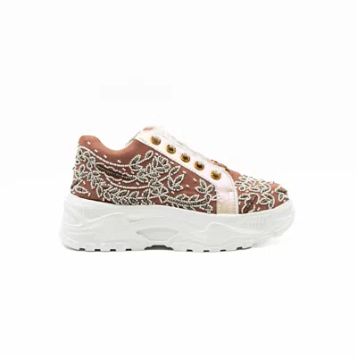 Rettrose Women's Pink / Purple The Iska Luxury Soft Pink Suede Handmade Embellished Trainers In Pink/purple
