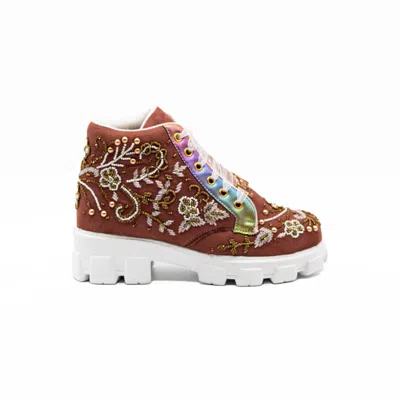 Rettrose Women's Pink / Purple The Lyla Luxury Dusky Pink Suede Handmade Embellished Boot In Pink/purple