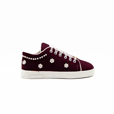 Rettrose Women's Pink / Purple The Maria Luxury Plum Lyrca Handmade Embellished Tennis Shoe In Pink/purple