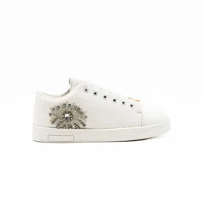 Rettrose Women's Red The Gabriella Luxury White Canvas Handmade Embellished Tennis Shoe